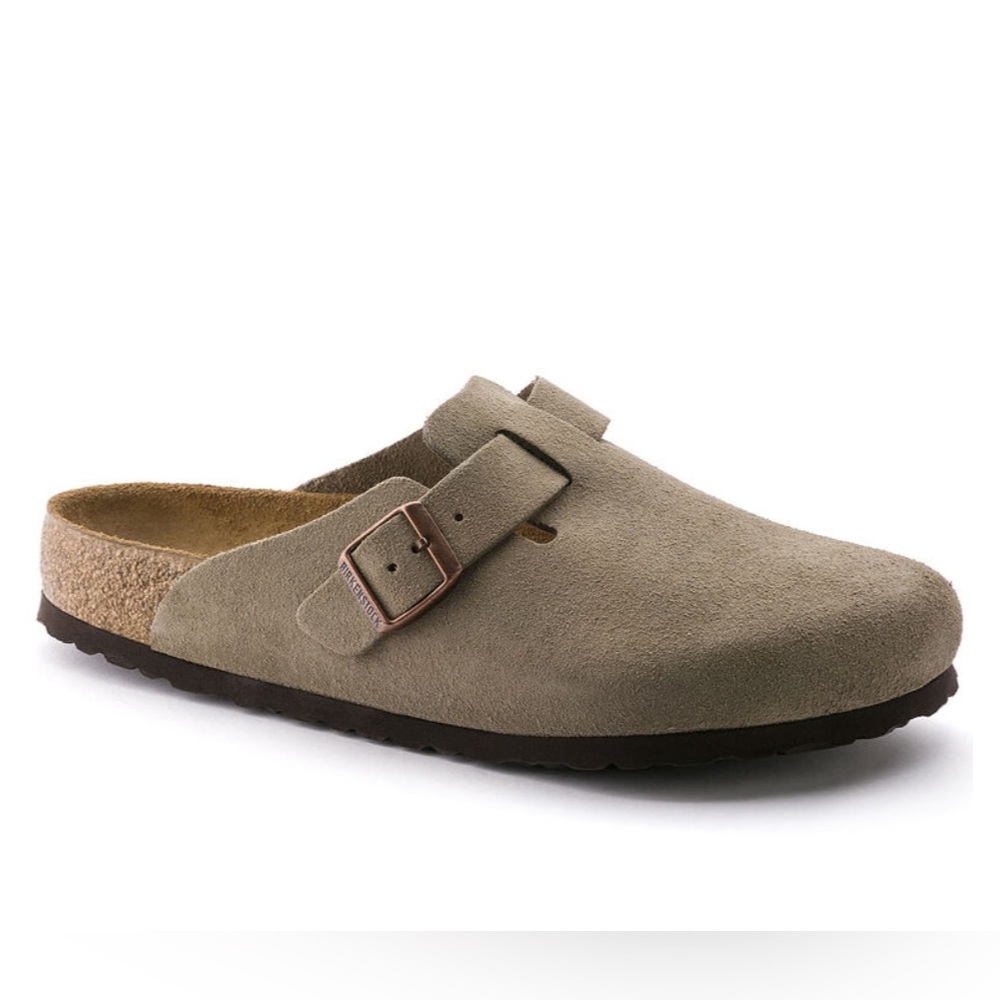 Birkenstock Boston Clog Taupe Suede Soft Footbed 40